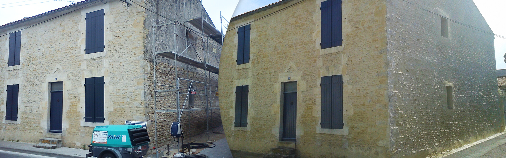 Travaux de rénovation d'un façade à Angles par Roland Gorge, Maçon à Angles, Grues et La Tranche Sur Mer - couvreur Saint Benoist Sur Mer, couvreur Saint Denis du Payré